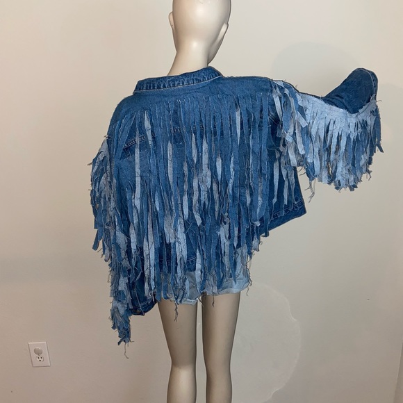 Azalea Wang Plus Denim Fringe Jacket - Picture 2 of 10